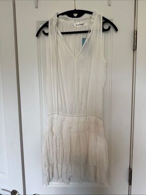 White V-Neck Tiered Slip Dress